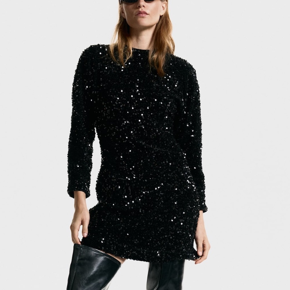H&M Shimmering Black Sequin Short Dress